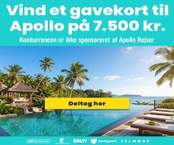 Velkomstbonus op til 1.000 kr. i kontanter Vind 7.500 kr. til Apollo Rejser